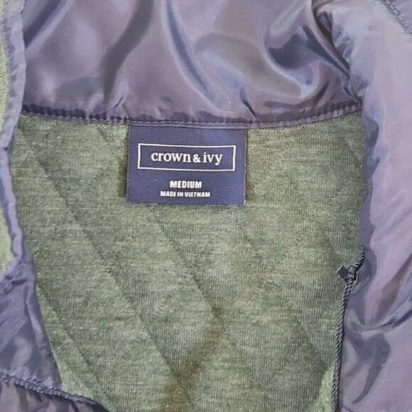 Crown & Ivy Quilted Snap Neck Pullover Top Men's Large Blue Stand-Up Collar NWT - Picture 5 of 13